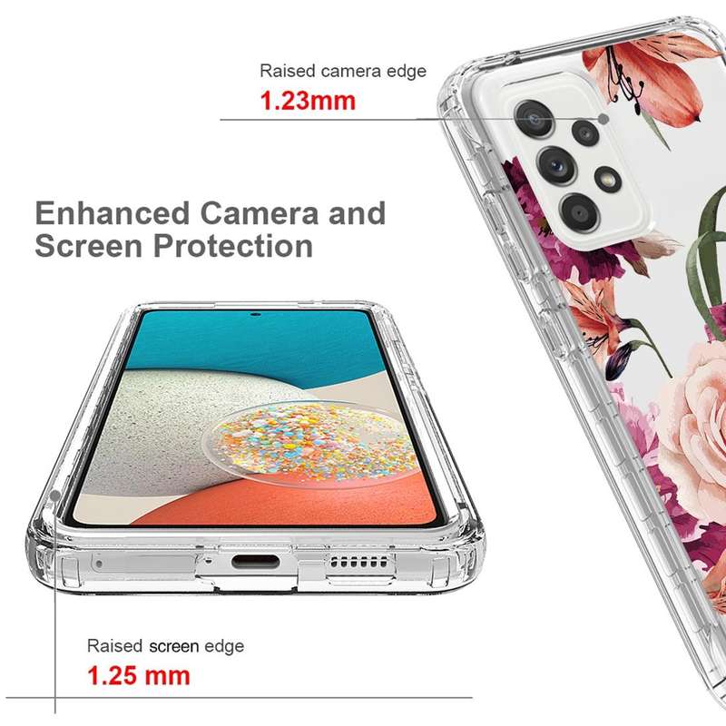 For Samsung Galaxy A53 Transparent Painted Phone Case(Purple Floral)