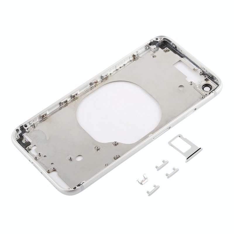 Transparent Back Cover with Camera Lens & SIM Card Tray & Side Keys for iPhone 8 (White)