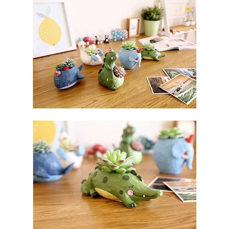 Lovely Home Garden Office Resin Cartoon Animal Shaped Plant Flower Pot Decoration Animal Flower P...