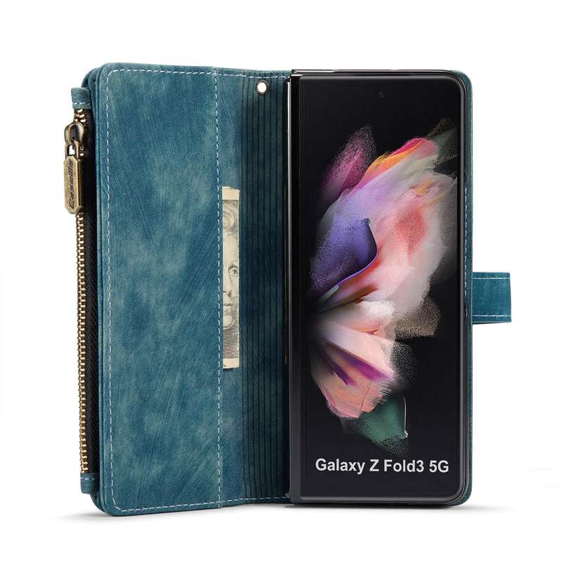 For Samsung Galaxy Z Fold3 5G CaseMe C30 Multifunctional Phone Leather Phone Case(Blue)