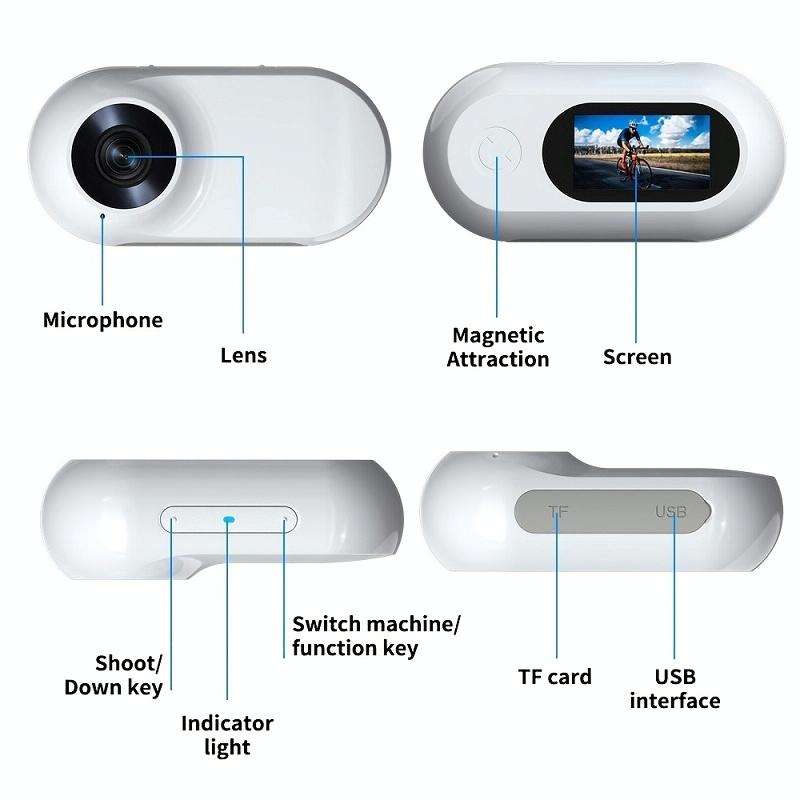 Magnetic Thumb Camera Portable HD Camera For Outdoor Cycling, Model: Standard+Pet Silicone Collar