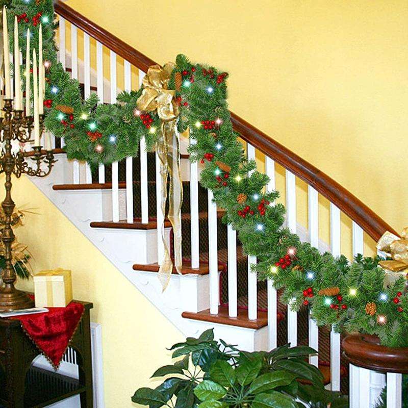 270cm PVC Christmas Decoration Rattan Mall Bar Door Hanging Decoration(With Light)