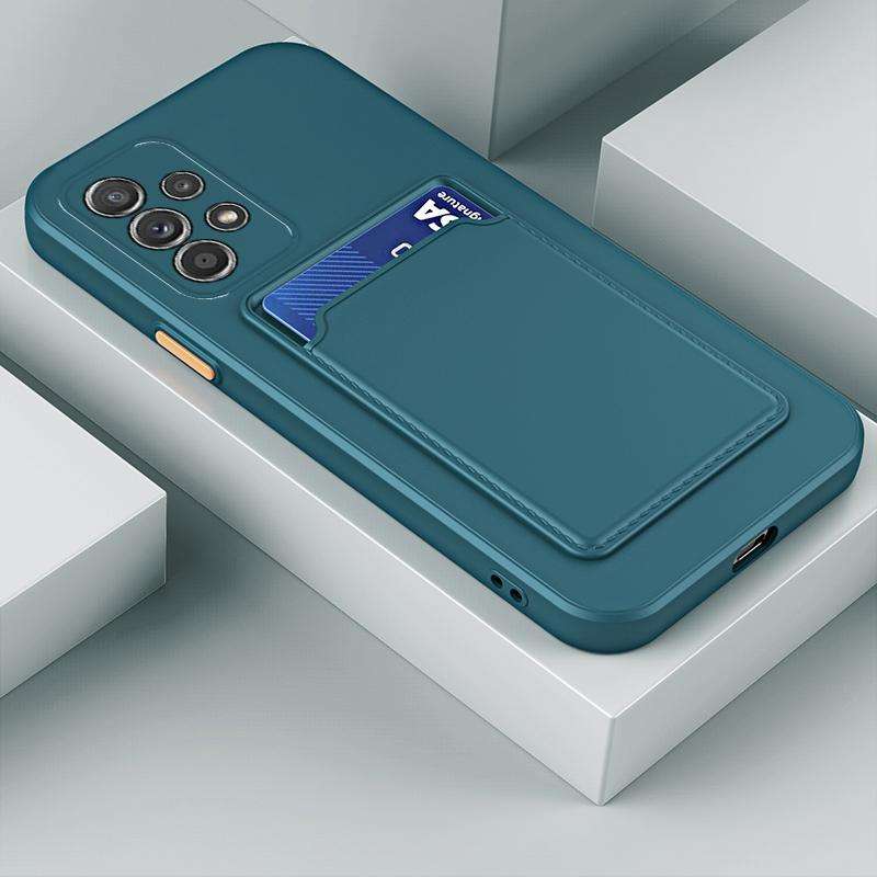 For Samsung Galaxy A73 5G / 4G Skin Feel Card Contrast Color Button TPU Phone Case(Dark Green)