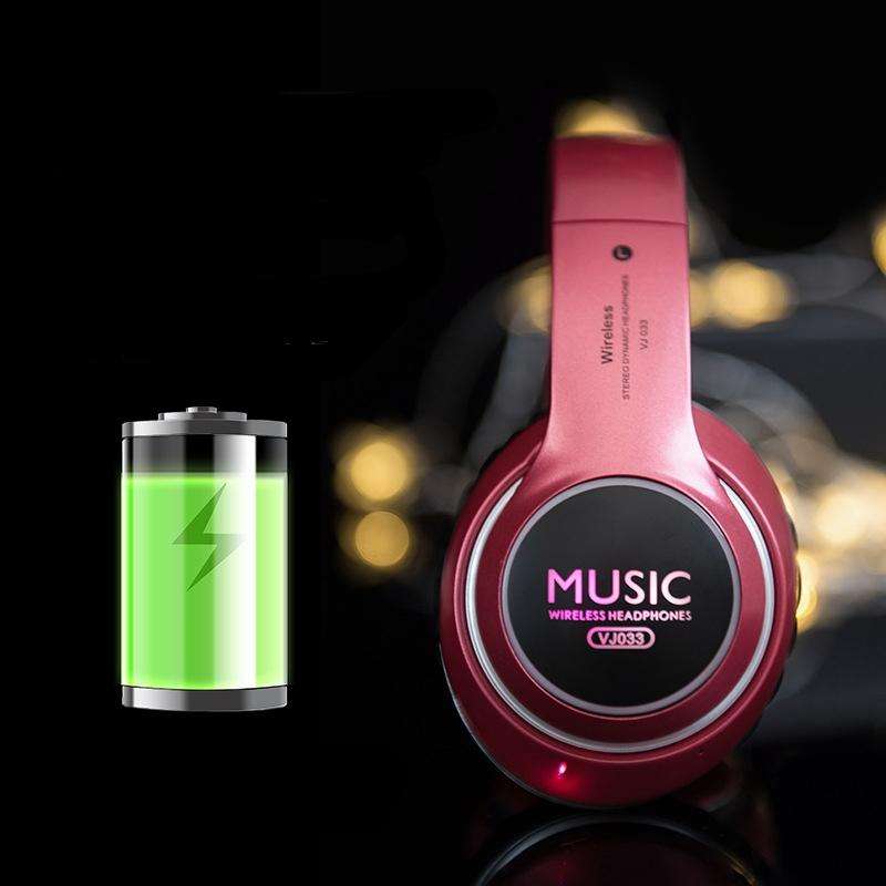 VJ033 Multi-function Upgrade Bluetooth 5.0 Headset Stereo Wireless LED Microphone FM Radio Headse...