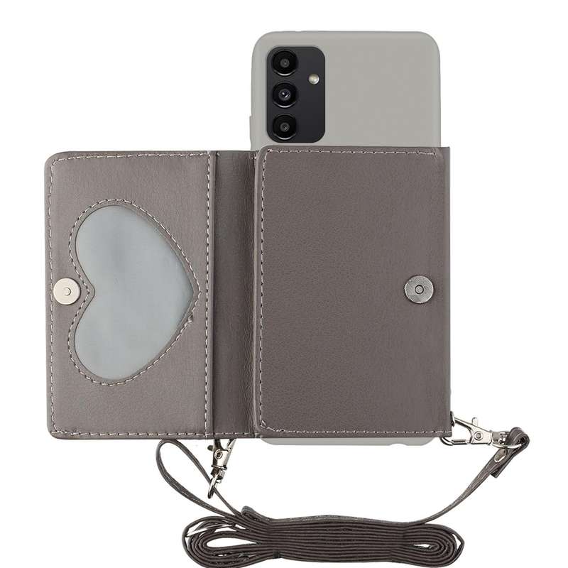 For Samsung Galaxy A54 5G Crossbody Lanyard Wallet Card Bag Phone Case(Grey)