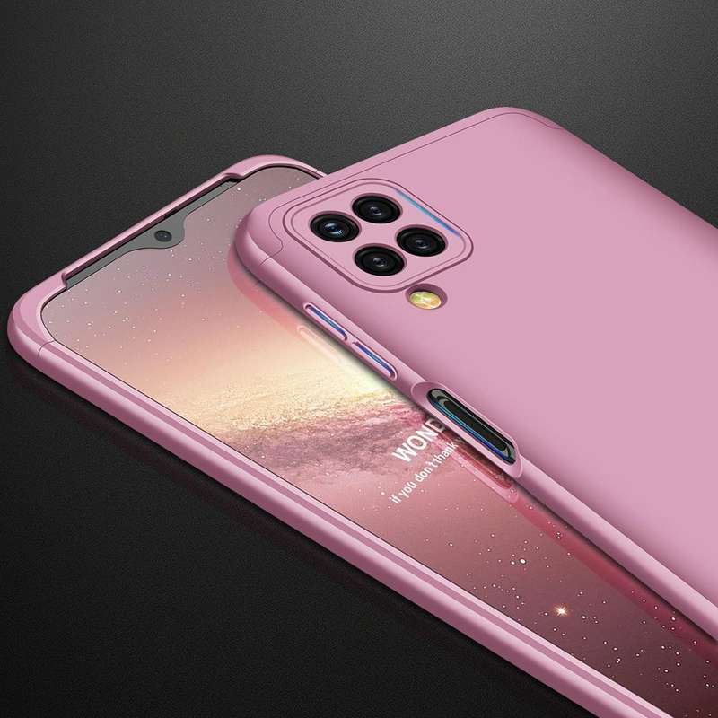 For Samsung Galaxy A12 GKK Three Stage Splicing Full Coverage PC Case(Rose Gold)