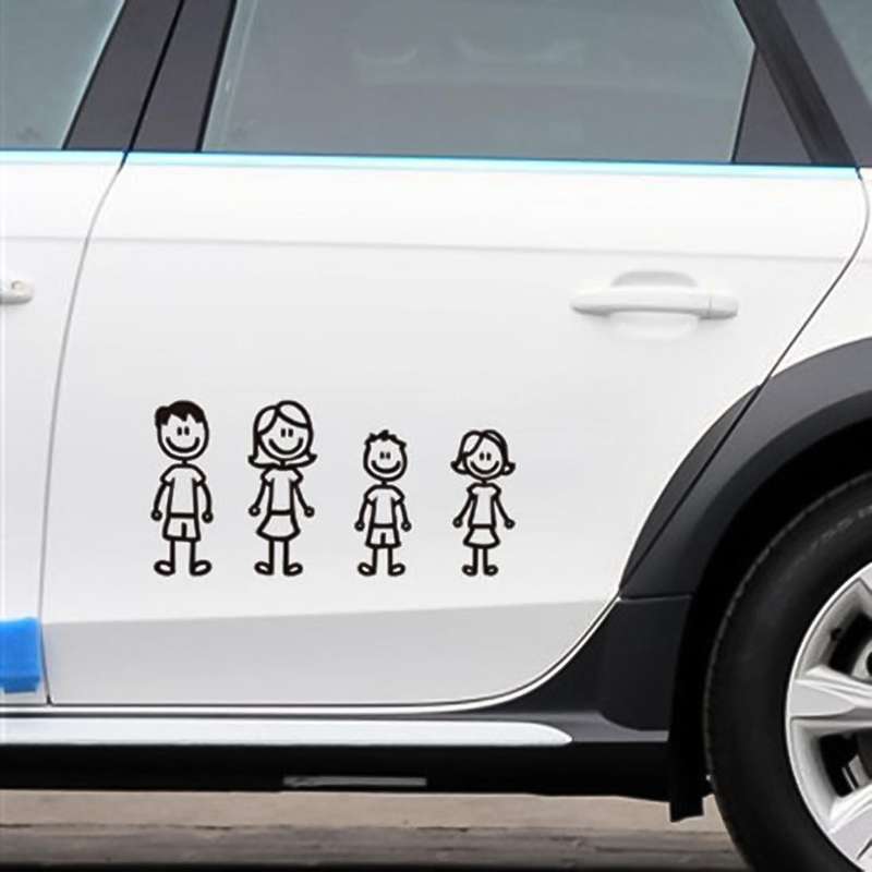 10 PCS Family Member Pattern Vinyl Decorative Auto Decal Cartoon Car Sticker (Black)