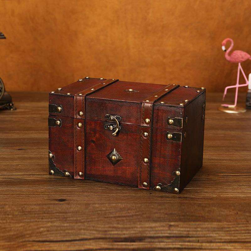 Wooden Square Vintage Jewelry Storage Box Indoor Shooting Props,Specification 6266 Large
