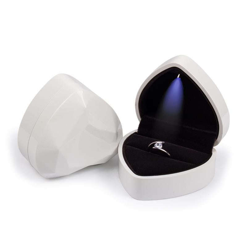 017015-20 Heart-shaped LED Light Ring Necklace Storage Box without Jewelry, Spec: Ring(White)