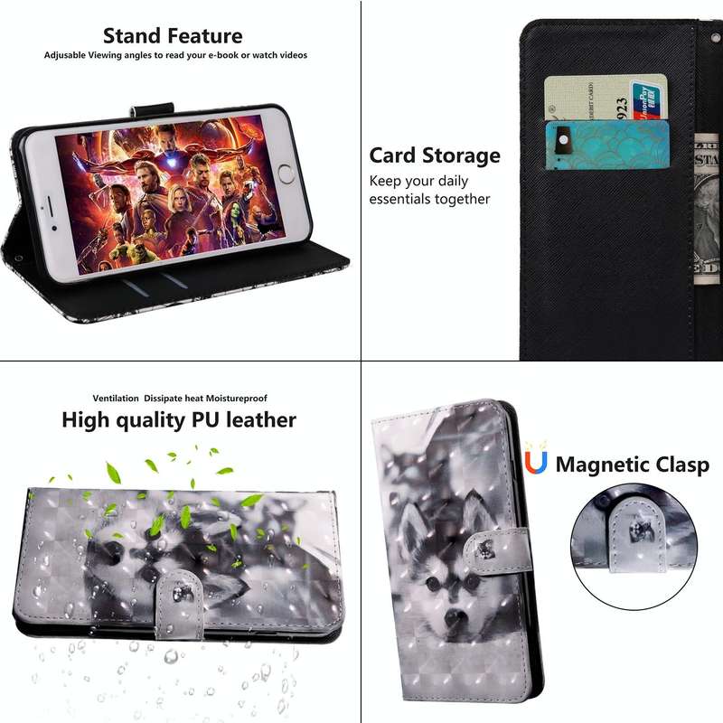 For Samsung Galaxy A13 4G 3D Painting Pattern Coloured Drawing Leather Phone Case(Husky)