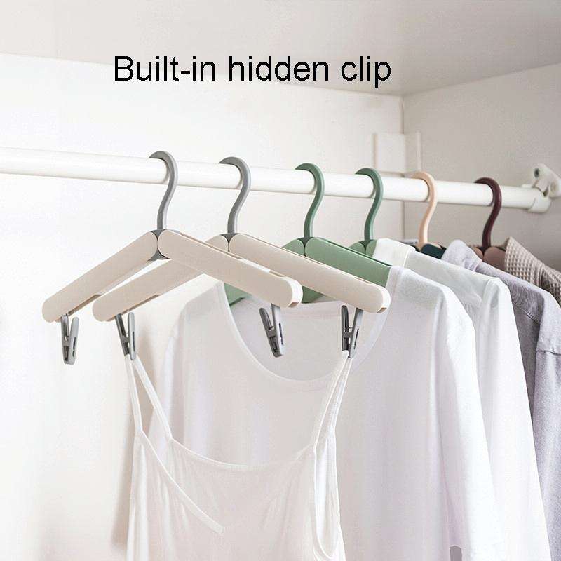 2 PCS Travel Folding Hanger Portable Drying Rack With Small Clamps(Flesh Color)