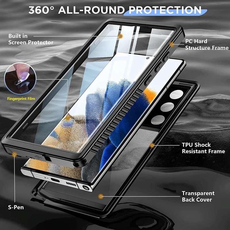 For Samsung Galaxy S23 Ultra 5G RedPepper 360 Full Body Life Waterproof Phone Case(Black)