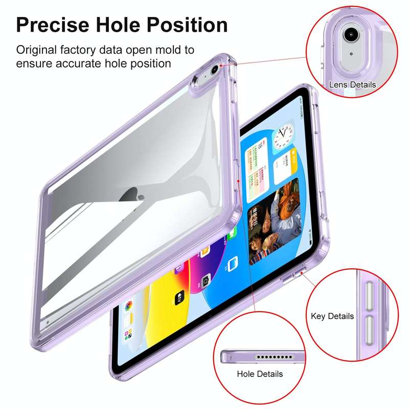 For iPad 10th Gen 10.9 2022 Transparent Acrylic Tablet Case(Black)