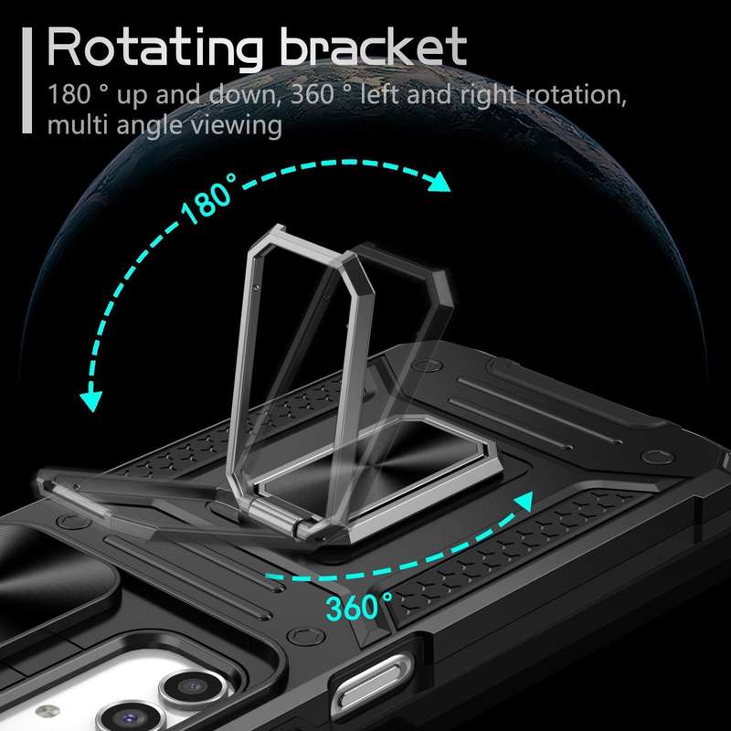 For Samsung Galaxy A14 4G/5G Camshield Robot TPU Hybrid PC Phone Case(Black)