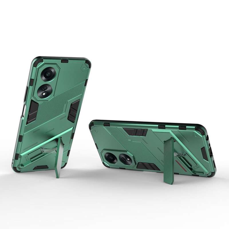 For OPPO A58 4G Global Punk Armor 2 in 1 PC + TPU Phone Case with Holder(Green)