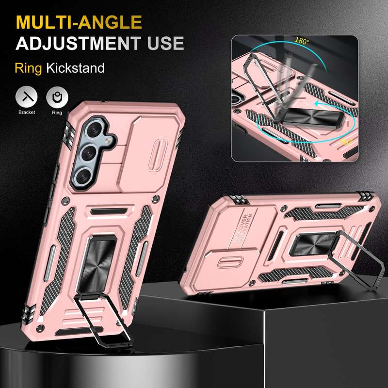 For Samsung Galaxy S23 FE 5G Armor PC + TPU Camera Shield Phone Case(Rose Gold)