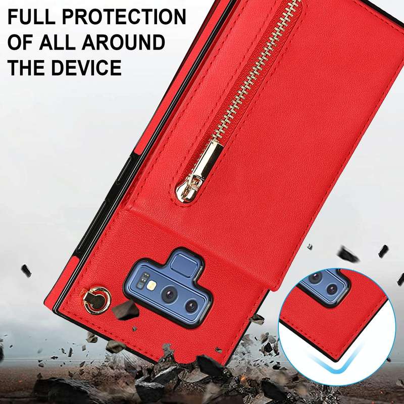 For Samsung Galaxy Note9 Cross-body Zipper Square TPU+PU Back Cover Case with Holder & Card Slots...