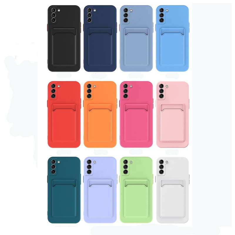 For Samsung Galaxy S21 FE 5G Skin Feel Card Contrast Color Button TPU Phone Case(Matcha Green)