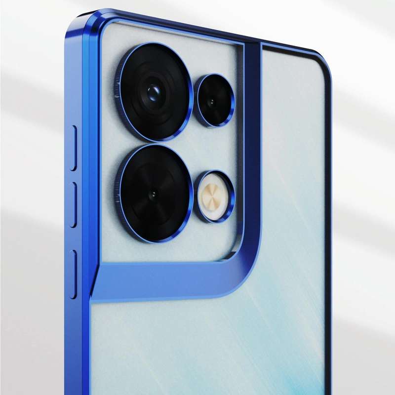 For OPPO Reno8 Electroplated Frosted Phone Case(Blue)