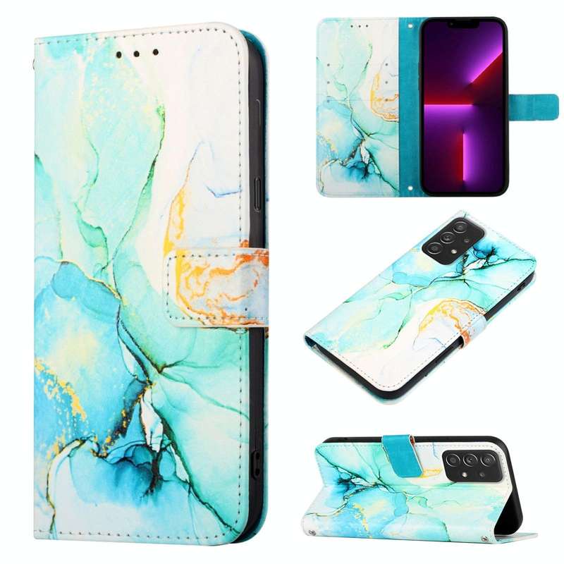 For Samsung Galaxy A73 5G PT003 Marble Pattern Flip Leather Phone Case(LS003)