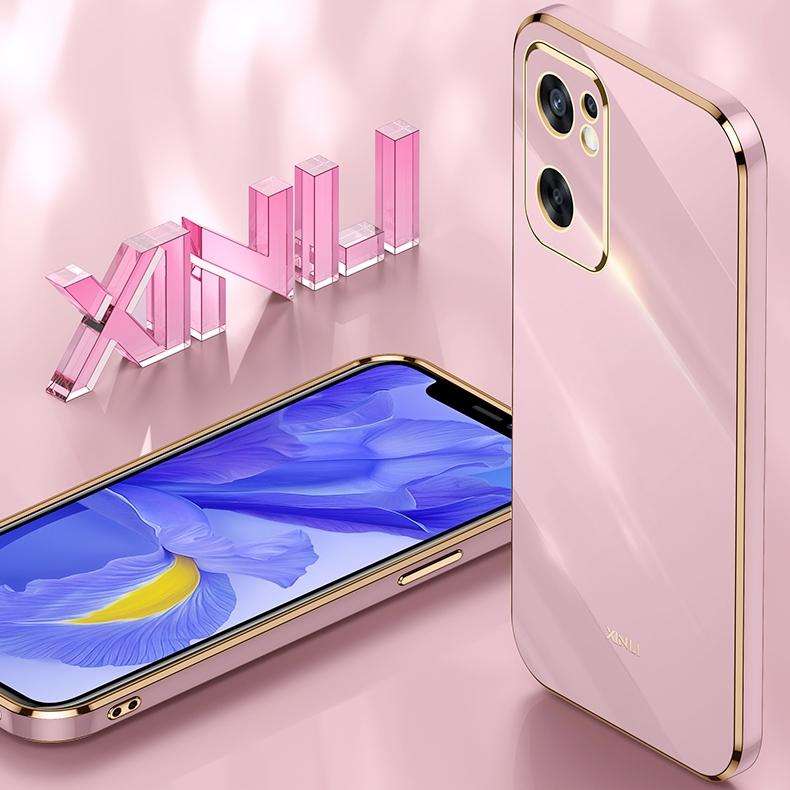 For OPPO Reno7 SE XINLI Straight 6D Plating Gold Edge TPU Phone Case(Celestial Blue)