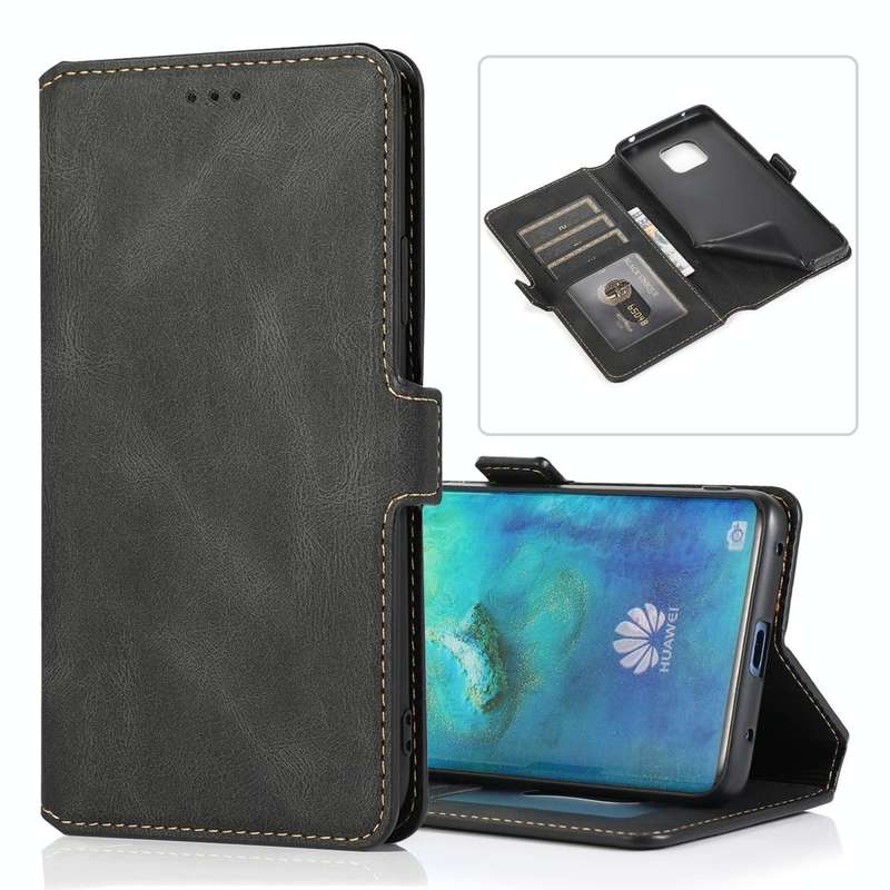 For Huawei Mate 20 Pro Retro Magnetic Closing Clasp Horizontal Flip Leather Case with Holder & Ca...