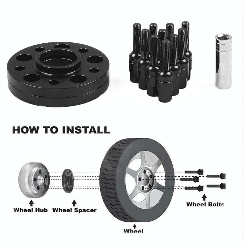For Mercedes-Benz 15mm Car Modified Wheel Hub Flange Center Wheel Spacer with M12x1.5 Screws (Black)