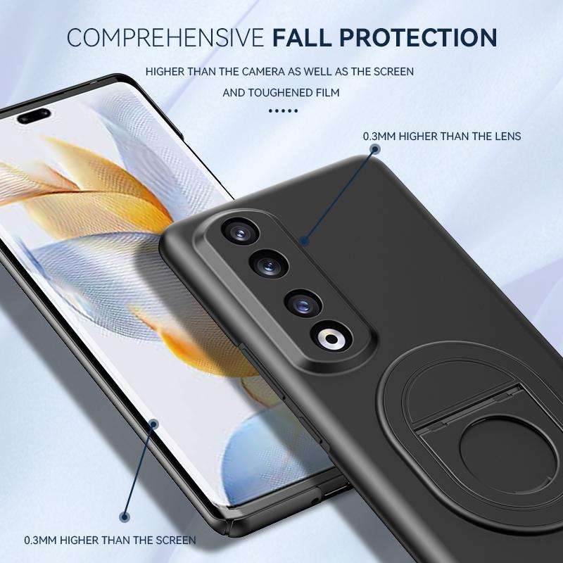 For Honor 90 Magsafe Hidden Fold Holder Full Coverage Shockproof Phone Case(Black)