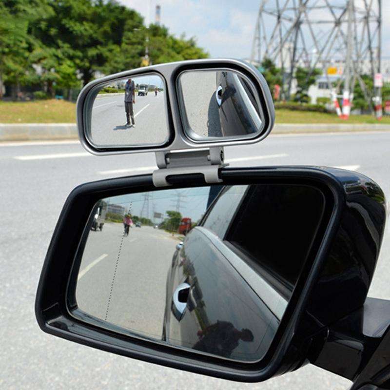 Left Side Rear View Blind Spot Mirror Universal adjustable Wide Angle Auxiliary Mirror(Silver)