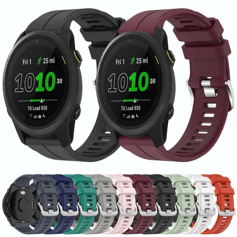 For Garmin Forerunner 745 22mm Silicone Sports Watch Band(Black)