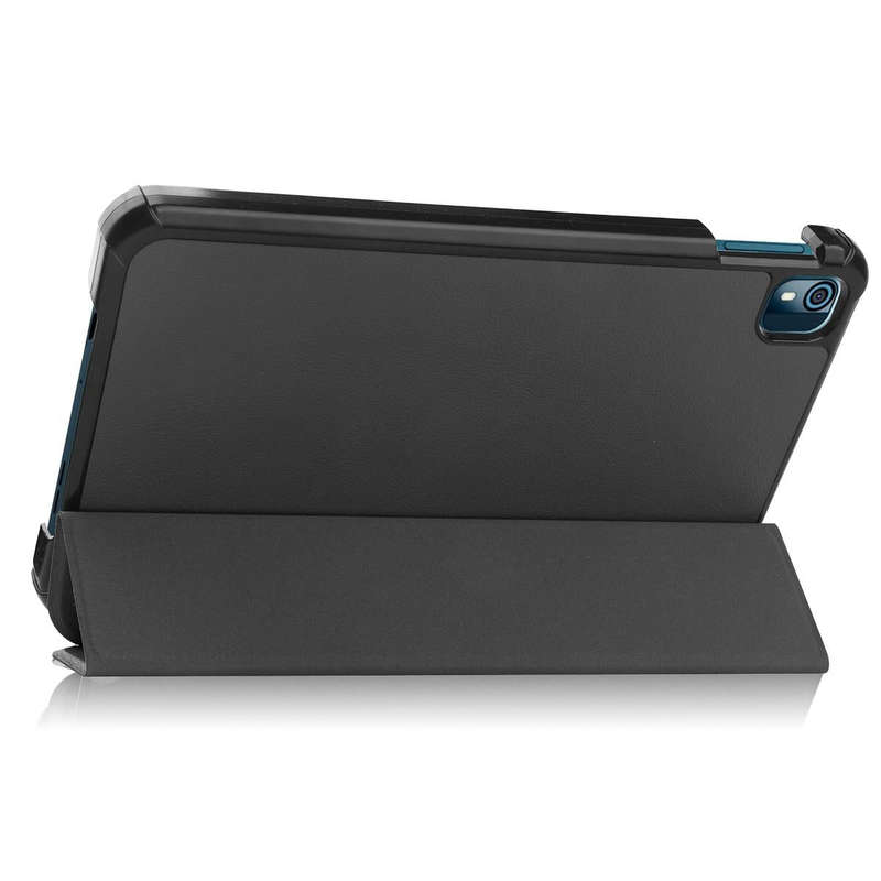 For Nokia T10 ENKAY Tri-fold Custer Texture Leather Smart Tablet Case(Black)