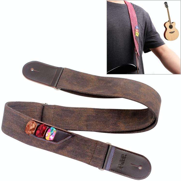 Leather Guitar Strap Retro Cowboy Electric Guitar Pick Strap(Brown)