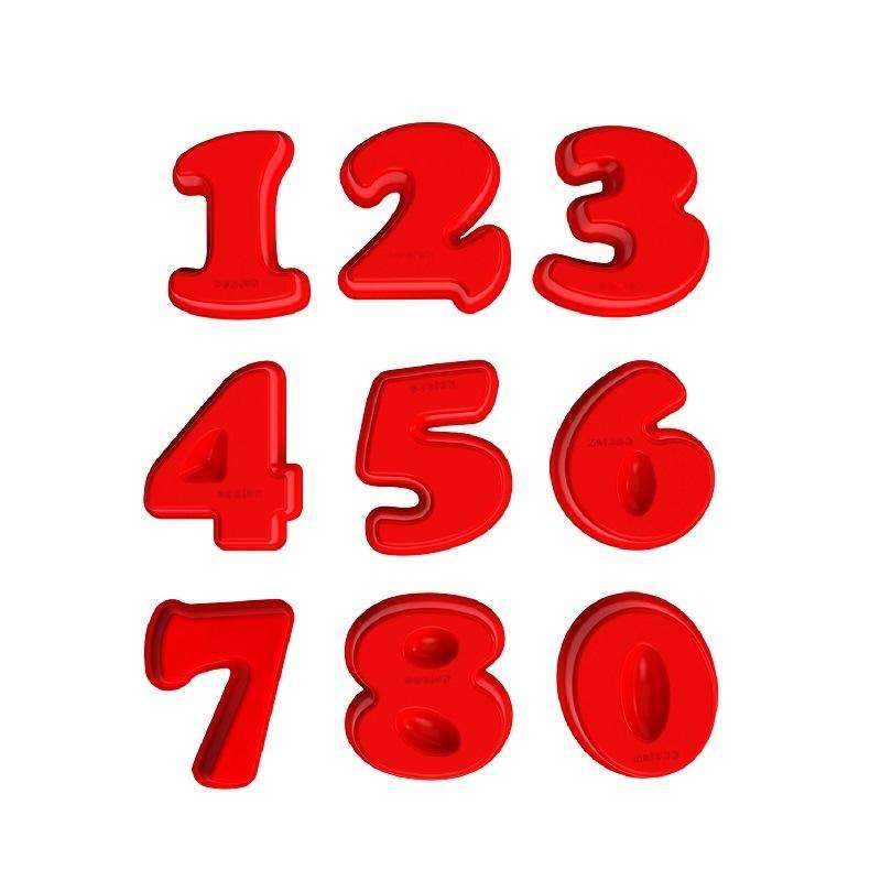5 PCS Food Grade Silicone Cake Mould Digital Chocolate Biscuit Baking Mould, Specification: Number 1