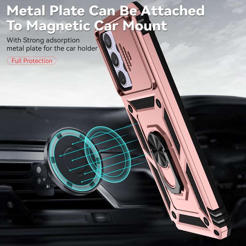 For Samsung Galaxy A53 5G Sliding Camshield Holder Phone Case(Rose Gold)