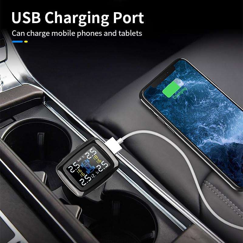 Q3 Mini Cigarette Lighter Car Wireless Tire Pressure Monitoring System TPMS Car Temperature Volta...