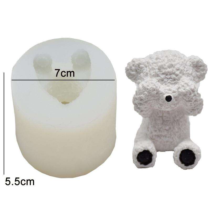 DIY Stereo Bear Aroma Cake Baking Silicone Mold(With Tail Covering Eyes Bear)