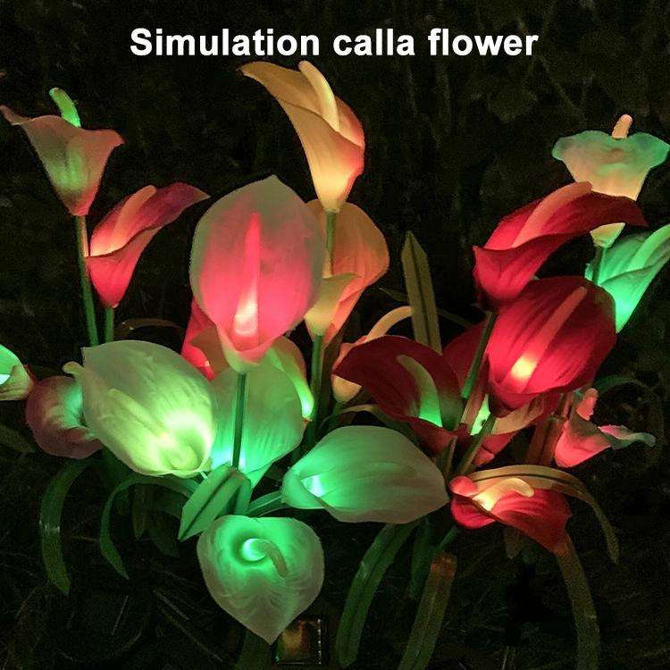 3PCS Simulated Calla Lily Flower 5 Heads Solar Powered Outdoor IP65 Waterproof LED Decorative Law...
