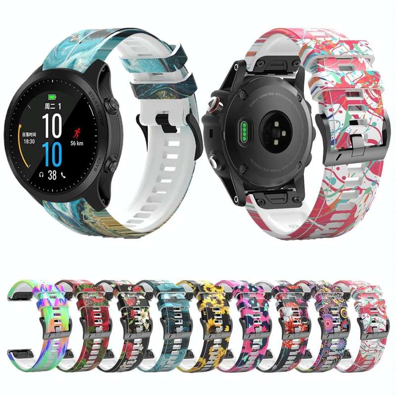 For Garmin Forerunner 965 / 955 / 945 / 935 Printing Quick Release Silicone Watch Band(Colorful)