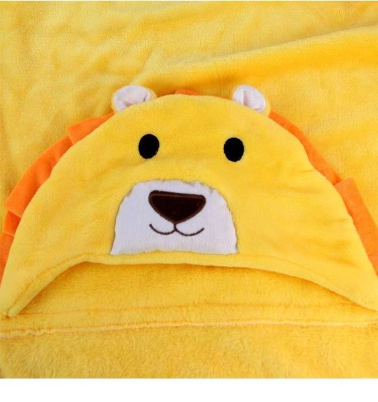 Baby Animal Shape Hooded Cape Bath Towel, Size:10075cm(Yellow Lion)