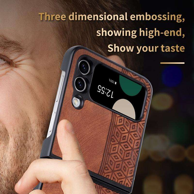 For Samsung Galaxy Z Flip4 5G AZNS 3D Embossed Skin Feel Phone Case(Brown)