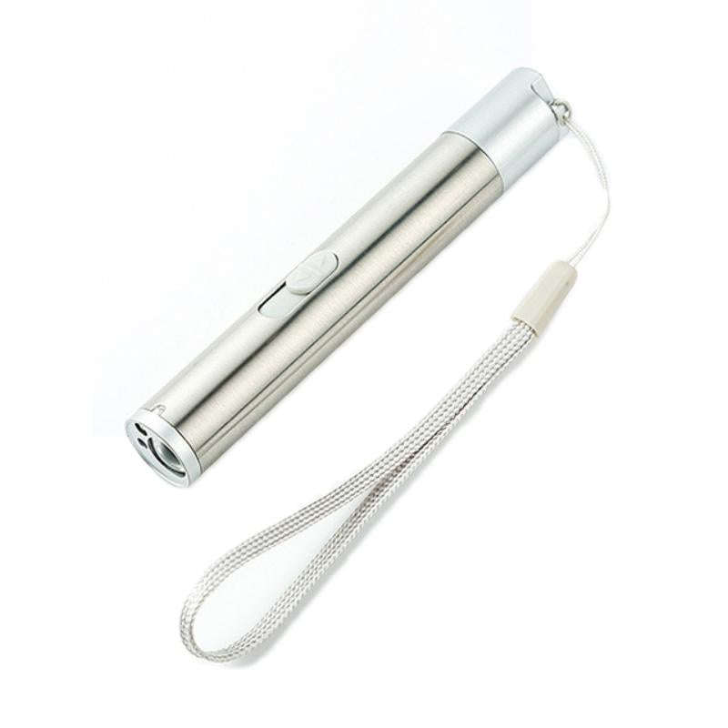 3 in 1 USB Rechargeable Flashlight Infrared Laser Pen Currency Detector Lamp(Silver)