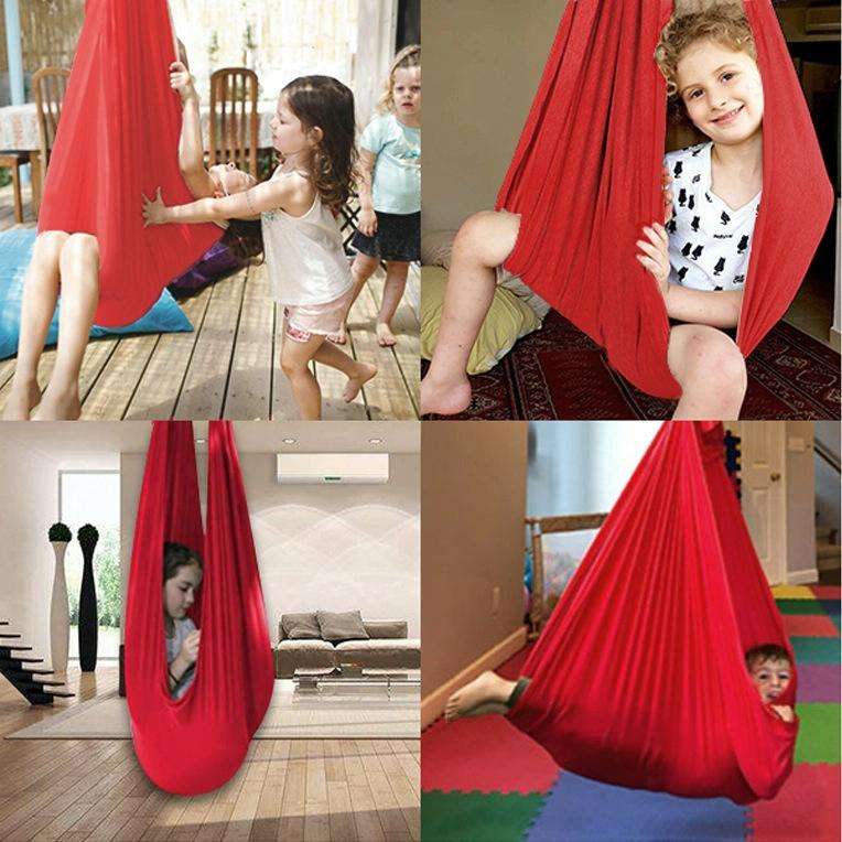 Kids Elastic Hammock Indoor Outdoor Swing, Size: 1x2.8m (Red)