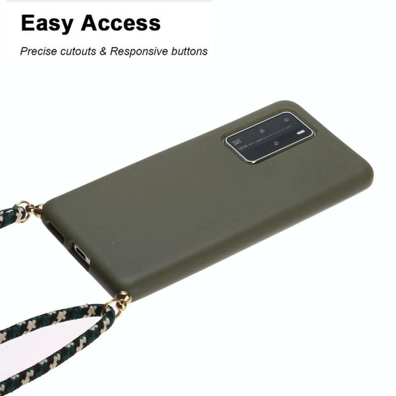 For Huawei P40 Pro Wheat Straw Material + TPU Protective Case with Lanyard(Army Green)
