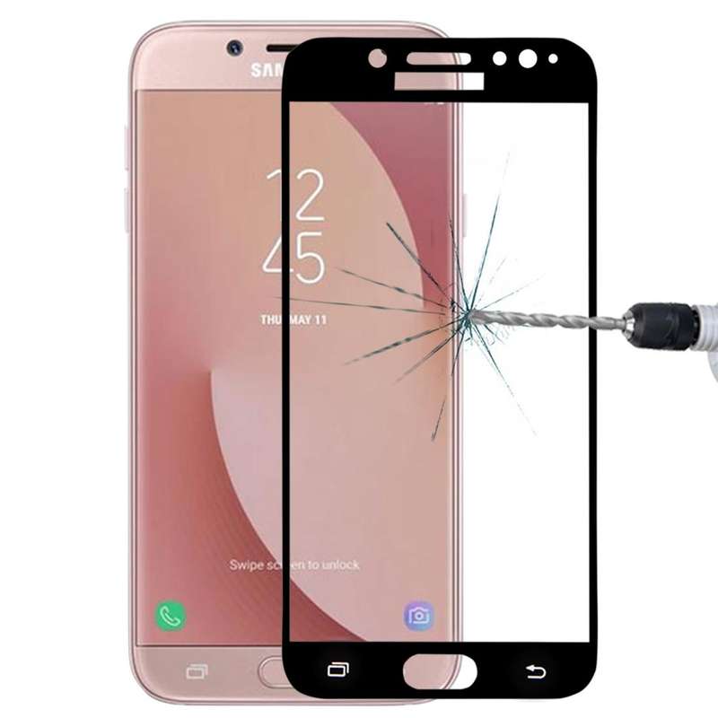 For Galaxy J7 (2017) (EU Version) 0.26mm 9H Surface Hardness 2.5D Curved Silk-screen Full Screen ...