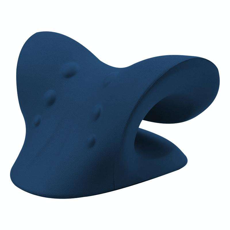 Neck Shoulder Stretcher Relaxer Cervical Chiropractic Traction Device Pillow (Dark Blue)