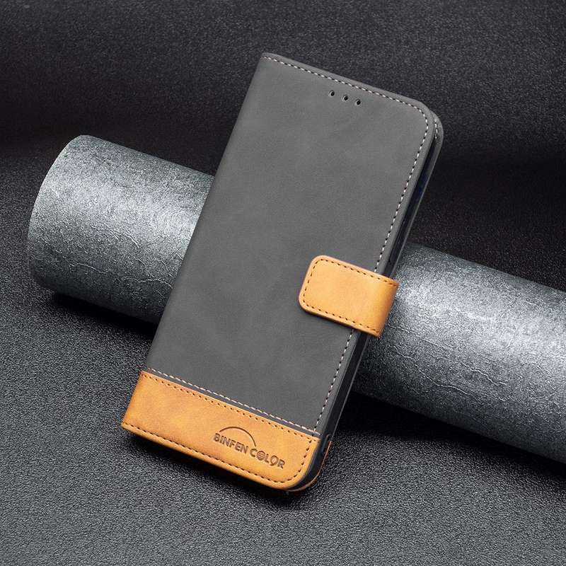 For Xiaomi Redmi 10C BF11 Color Matching Skin Feel Leather Phone Case(Black)