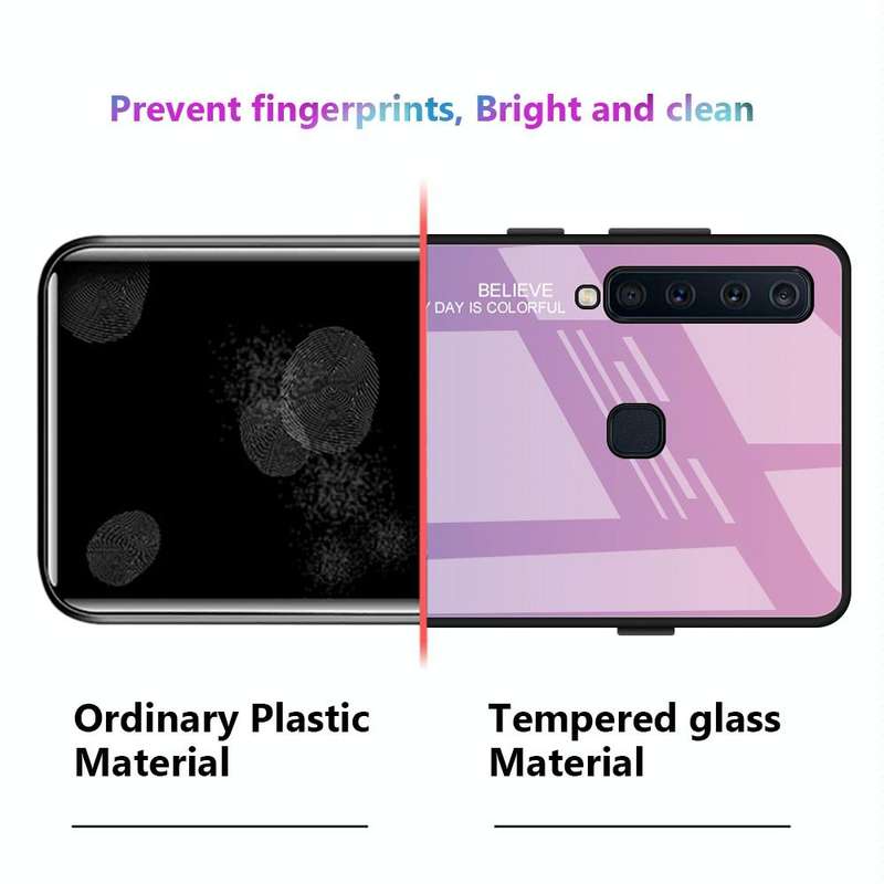 For Galaxy A9 (2018) Gradient Color Glass Case(Yellow)