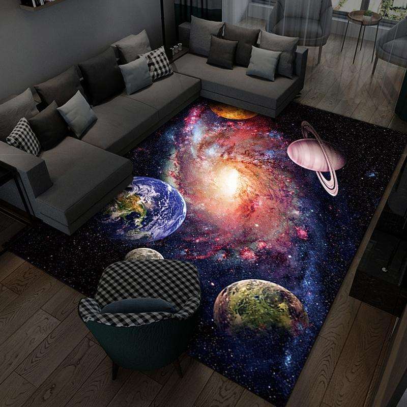 3D Visual Cartoon Cosmic Planet Living Room Carpet, Size: 60x90cm(Cosmic Planet 5)