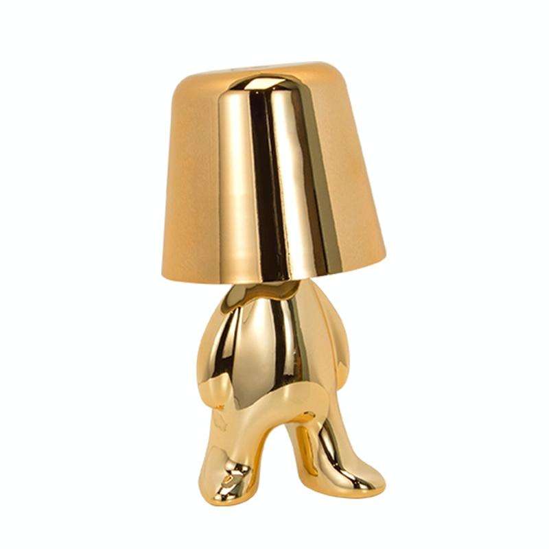 Cute Doll Shape Touch Adjustable Desk Lamp Mini Bedroom Rechargeable Night Light, Spec: 8047(Gold)