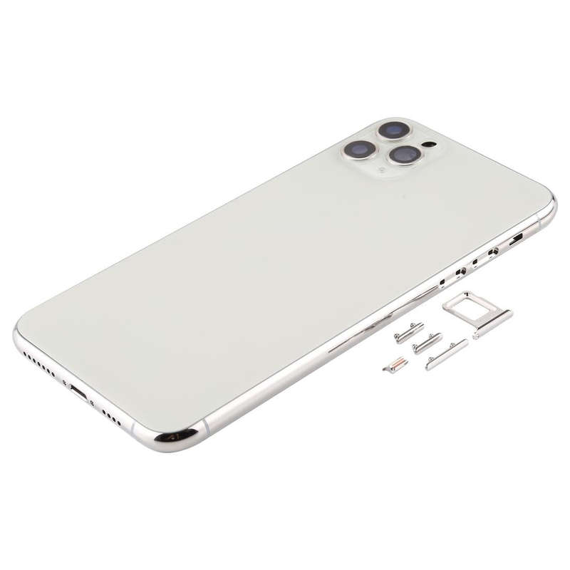 Back Housing Cover with SIM Card Tray & Side keys & Camera Lens for iPhone 11 Pro Max(Silver)